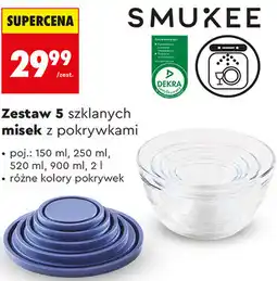 Biedronka Zestaw 5 szklanych misek z pokrywkami SMUKEE oferta