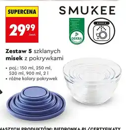 Biedronka Zestaw 5 szklanych misek z pokrywkami oferta