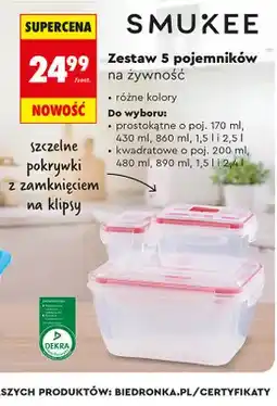 Biedronka Zestaw 5 pojemników na żywność oferta