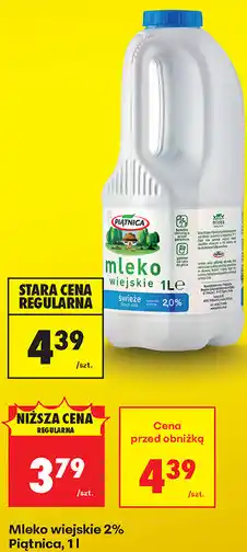 Biedronka Mleko wiejskie 2% Piątnica oferta