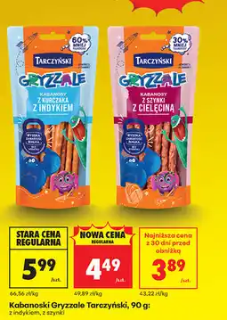 Biedronka Kabanoski Gryzzale Tarczyński, 90 g: z indykiem, z szynki oferta