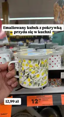 Biedronka Kubek emaliowany z pokrywką z motywem cytryn oferta