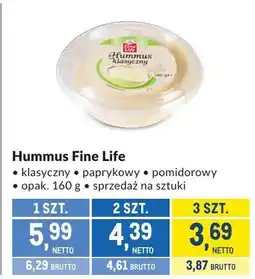 Makro Hummus Fine Life klasyczny paprykowy pomidorowy oferta