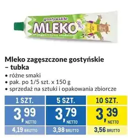 Makro Mleko zagęszczone gostyńskie tubka różne smaki oferta