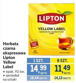 Makro Herbata czarna ekspresowa Lipton Yellow Label oferta