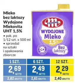 Makro Mleko bez laktozy Wydojone Mlekovita UHT 1,5% oferta