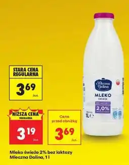 Biedronka Mleko świeże 2% bez laktozy Mleczna Dolina, 1 l oferta