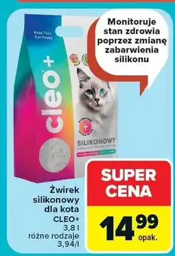 Carrefour Żwirek silikonowy dla kota CLEO+ różne rodzaje 3,8l oferta