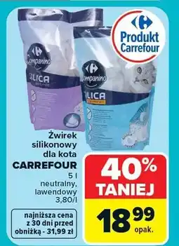 Carrefour Żwirek silikonowy dla kota CARREFOUR neutralny, lawendowy oferta