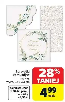 Carrefour Serwetki komunijne 20 szt. wym. 33 x 33 cm oferta