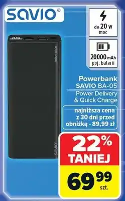 Carrefour Powerbank SAVIO BA-05 Power Delivery & Quick Charge 20000 mAh oferta