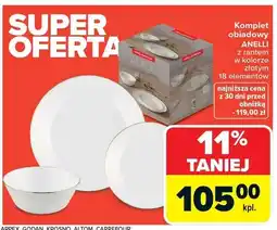 Carrefour Komplet obiadowy Anelli z rantem w kolorze złotym 18 elementów oferta