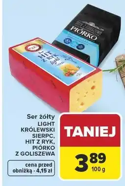 Carrefour Ser żółty Light królewska sierpc, hit z ryk, piórko z goliszewa oferta
