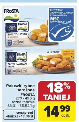 Carrefour Paluszki rybne mrożone różne rodzaje oferta