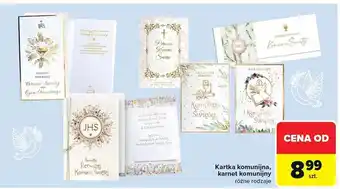 Kartka komunijna, karnet komunijny różne rodzaje