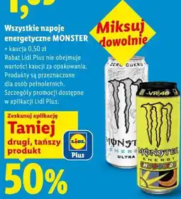 Lidl Wszystkie napoje energetyczne MONSTER oferta