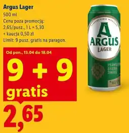 Lidl Piwo Argus Lager oferta