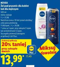 Lidl NIVEA Żel pod prysznic dla kobiet lub dla mężczyzn oferta