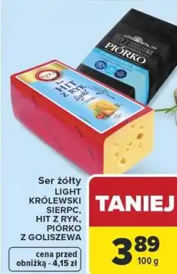 Carrefour Ser żółty light krółewski, hit z ryk, piórko z goliszewa oferta