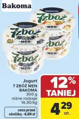 Carrefour Jogurt 7 ZBÓŻ MEN BAKOMA 300 g różne rodzaje oferta