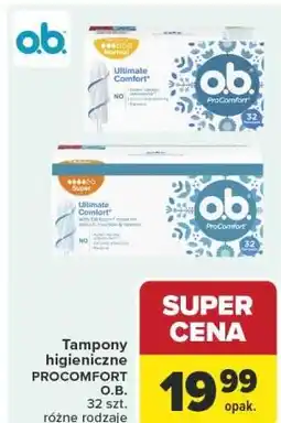 Carrefour Tampony higieniczne PROCOMFORT o.b. 32 szt. różne rodzaje oferta