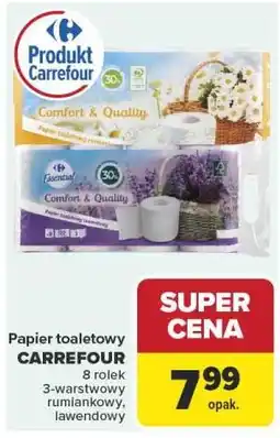Carrefour Papier toaletowy CARREFOUR 8 rolek 3-warstwowy rumiankowy, lawendowy oferta