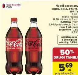 Carrefour Napój gazowany COCA-COLA, FANTA, SPRITE 0,85 l różne rodzaje oferta