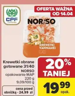 Carrefour Krewetki obrane gotowane NORSO oferta