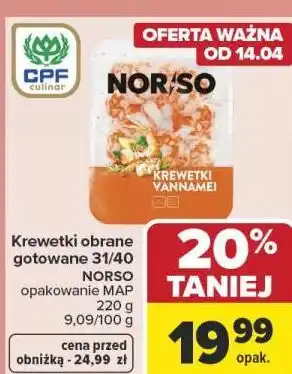 Carrefour Krewetki obrane gotowane NORSO oferta