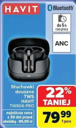 Carrefour Słuchawki douszne TWS HAVIT TW906 PRO oferta