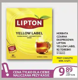 Selgros Herbata czarna ekspresowa lipton yellow label oferta