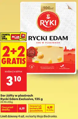 Biedronka Ser żółty w plastrach Rycki Edam Exclusive oferta