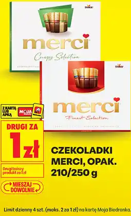 Biedronka CZEKOLADKI MERCI, OPAK. 210/250 g oferta