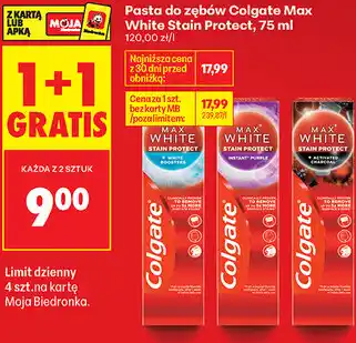 Biedronka Pasta do zębów Colgate Max White Stain Protect oferta