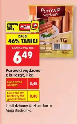 Biedronka Parówki wędzone z kurcząt oferta