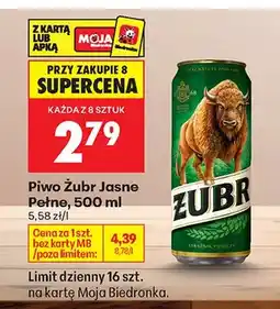 Biedronka Piwo Żubr Jasne Pełne oferta