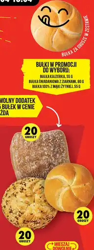 Biedronka Bułka kajzerka, 55 g Bułka śniadaniowa z ziarnami, 80 g Bułka 100% z mąki żytniej oferta
