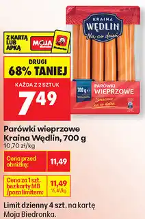 Biedronka Parówki wieprzowe Kraina Wędlin oferta