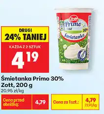 Biedronka Śmietanka Primo 30% Zott oferta