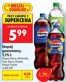 Biedronka Napój gazowany Pepsi Zero, Mirinda, 7up Zero, Pepsi, Pepsi Twist oferta