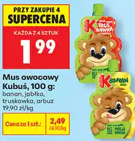 Biedronka Mus owocowy Kubuś, 100 g: banan, jabłko, truskawka, arbuz oferta