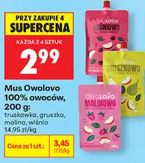 Biedronka Mus Owolovo 100% owoców, 200 g: truskawka, gruszka, malina, wiśnia oferta