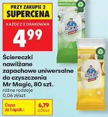 Biedronka Ściereczki nawilżane zapachowe uniwersalne do czyszczenia Mr Magic, 80 szt oferta