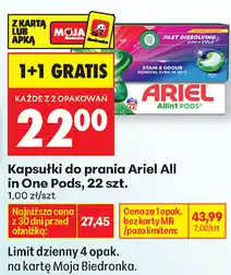 Biedronka Kapsułki do prania Ariel All in One Pods, 22 szt oferta