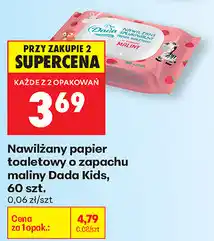 Biedronka Nawilżany papier toaletowy o zapachu maliny Dada Kids, 60 szt oferta