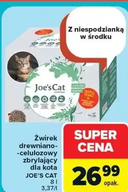 Carrefour Żwirek drewniano-celulozowy zbrylający dla kota JOE'S CAT oferta