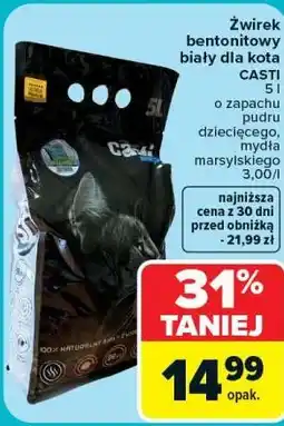 Carrefour Żwirek bentonitowy biały dla kota CASTI oferta