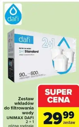 Carrefour Zestaw wkładów do filtrowania wody UNIMAX DAFI 2 + 1 różne rodzaje oferta