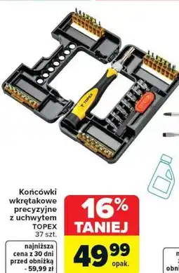 Carrefour Końcówki wkrętakowe precyzyjne z uchwytem TOPEX oferta