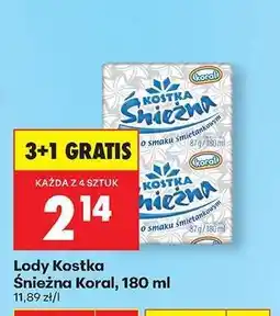 Biedronka Lody Kostka Śnieżna Koral, 180 ml oferta